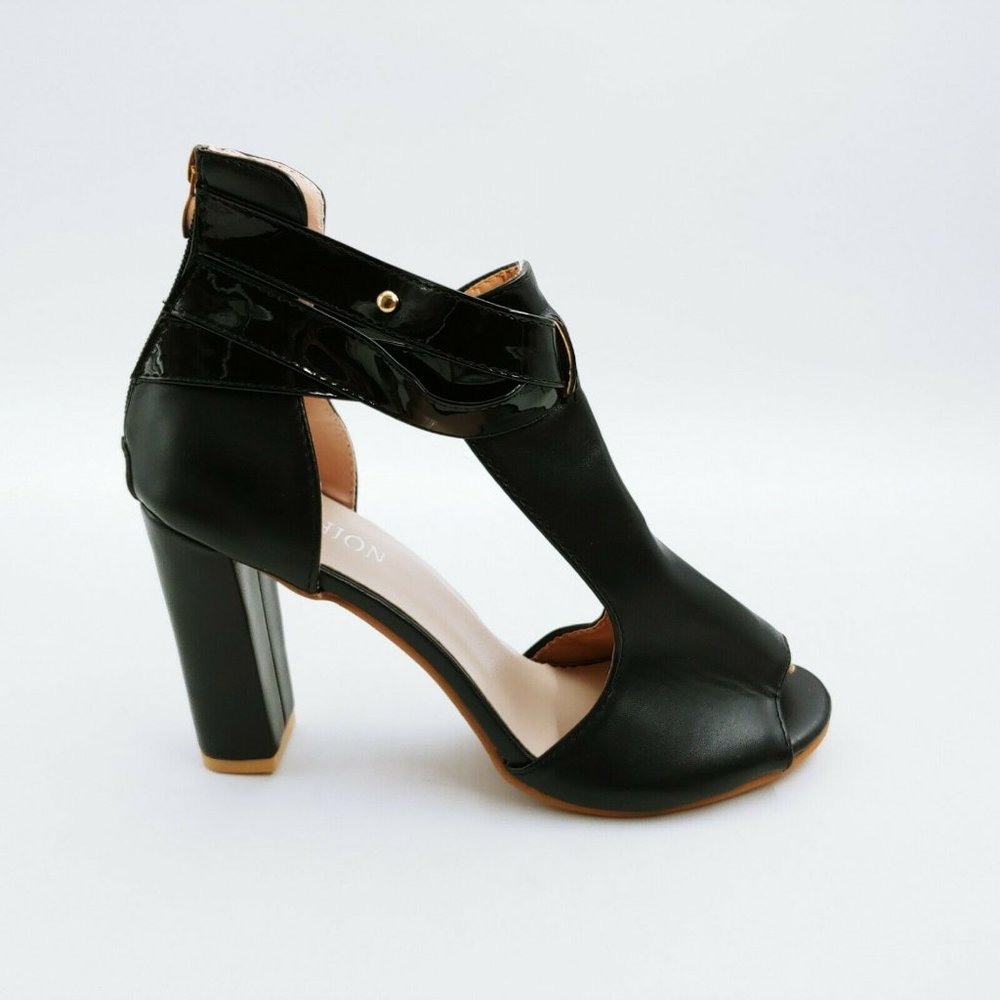 Fashion‎ Womens Peep Toe T Strap Pumps Black NEW